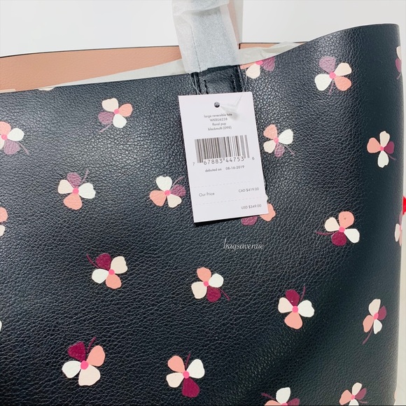 Black multi reversible pup floral Kate spade tote - Picture 6 of 8